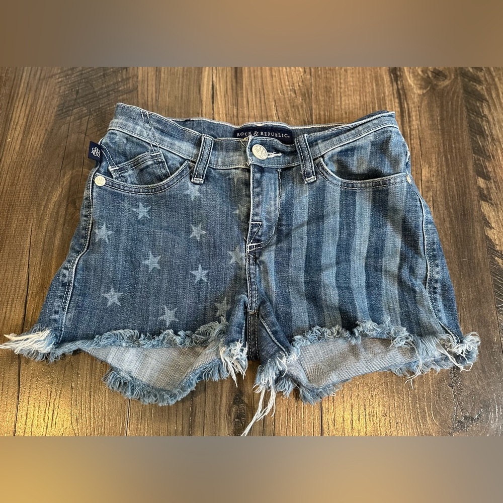 GUC Women's Rock & Republic Denim Lolita Shorts Stars and Stripes, Size: 0